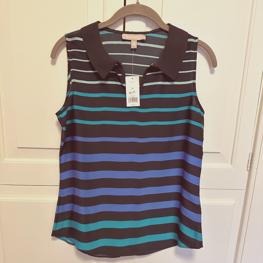 NWT Banana Republic Collared Sleeveless Blouse, Size XS